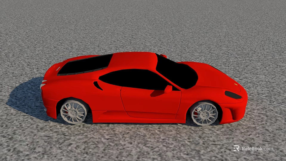 Red Sports Car Exterior Design With Black Windows And Silver Alloy Wheels 3d model 