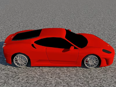 Red Sports Car Exterior Design With Black Windows And Silver Alloy Wheels 3d model