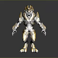 Yellow Armored Mechanical Creature With Sharp Claws And Sci Fi Design 3d model