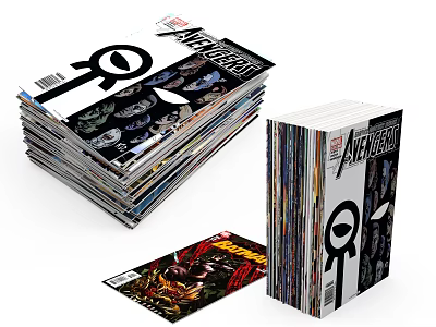 Marvel Infinity Comic Magazines Stacked With Colorful Cover And Character 3d model