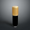 Professional Golden Microphone With Black Base And Metallic Mesh Top
