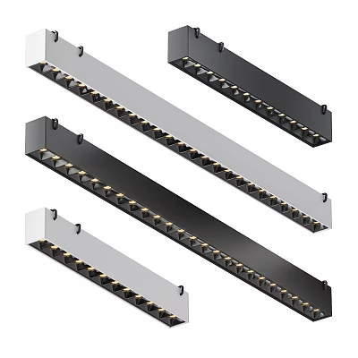Modern Sleek Linear Downlights And Spotlights With Array Of Bulbs Silver Black Indoor Lighting 3d model