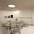 Modern Beauty Salon Interior With Light Colored Chairs Round Tables And Arched Doorway