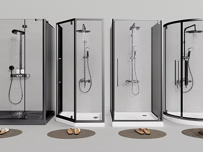 Various Modern Steam Shower Enclosure Designs With Glass Door Rainfall Head And Handheld Sprayer 3d model