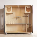 Wooden Garden Decorative Structure With Glass Door And Multi Layer Shelves And Ladder