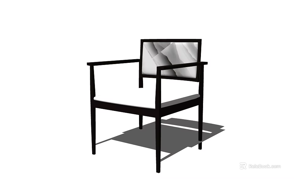 Modern Leisure Accent Chair With Textured Upholstered Back And Wooden Frame Design 3d model 
