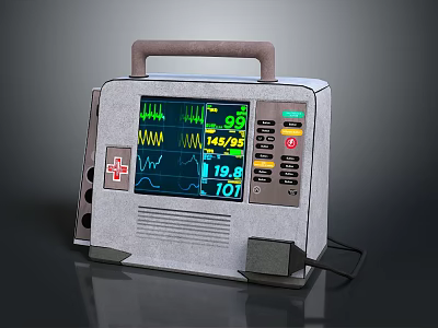 Portable Home Health Monitor with Digital Display ECG Waveform and Vital Signs Readings 3d model