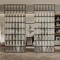 Modern Glass Partition With Geometric Pattern In Contemporary Interior Living Space
