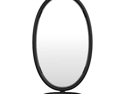 Modern Oval Mirror With Black Frame And Round Base Design 3d model