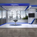 Modern Integrated Treatment Center Interior With Surgical Lamps Operation Table And Medical Equipment