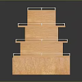 Orange Multi Layered Shelving Unit With Transparent Glass Shelves And Storage Cabinets