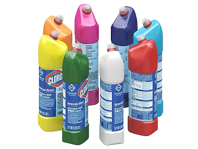CLOROX Colorful Cleaning Bottles With Various Colors And Labels For Household Supplies 3d model