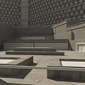 Modern Concrete Architectural Structure With Layered Beams And Open Space 3d model