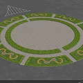 Circular Road Infrastructure With Lawn Beds Decorative Patterns And Central Paved Area 3d model
