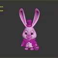 Cute Cartoon Rabbit Figure Wearing Pink Top Hat And Holding Easter Egg Basket