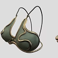 Green Bra Style Top With Gold Curved Decor And Ring Accessory