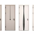 Modern Hinged Doors With Stylish Black Wave Line Patterns And Light Color Design 3d model
