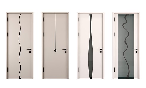 Modern swing door single door 3d model