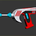 Red And Silver Futuristic Weapon With Blue Components And Streamlined Design 3d model