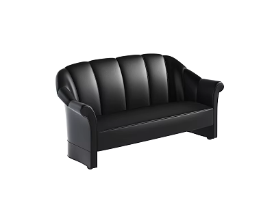 Black Leather Multi Seat Sofa With Modern Design And Comfortable Armrests 3d model