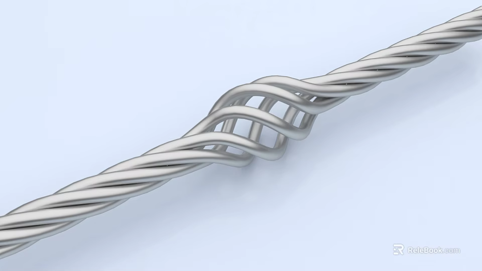 Twisted Metal Cable With Intricate Intertwined Structure And Design 3d model 
