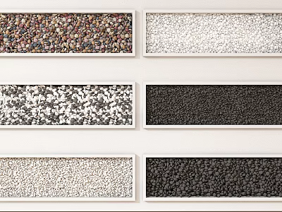 Various Types Of Stone And Wood Samples With Different Textures In Framed Panels 3d model
