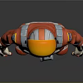 Game Movie Character In Red Spacesuit With Yellow Helmet Orange Visor And Silver Accents