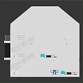 Cartoon Style House Cross Section Model With Interior Rooms Staircase And Blue Brown Furniture