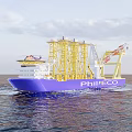 PHILJECCO Offshore Work Vessel With Yellow Structures And Crane On Open Sea