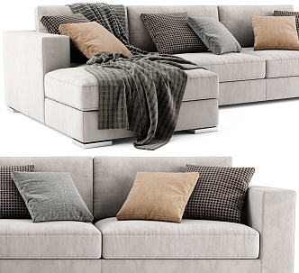 Casual Sofa Combination Casual Sofa Living Room Sofa Multi-Person Sofa Pillow Home Furniture Simple 3d model