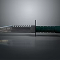Tactical Military Knife Design With Serrated Blade And Green Textured Handle