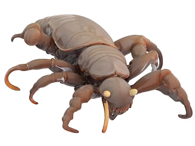 Brown Arthropod With Segmented Body Multiple Legs And Compound Eyes 3d model
