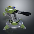 Green Mechanical Weapon Turret Structure With Black Barrel And Stable Base Design 3d model