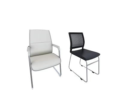 Modern Office Chairs White Leather Like With Armrests And Black Mesh Back Metal Frames 3d model
