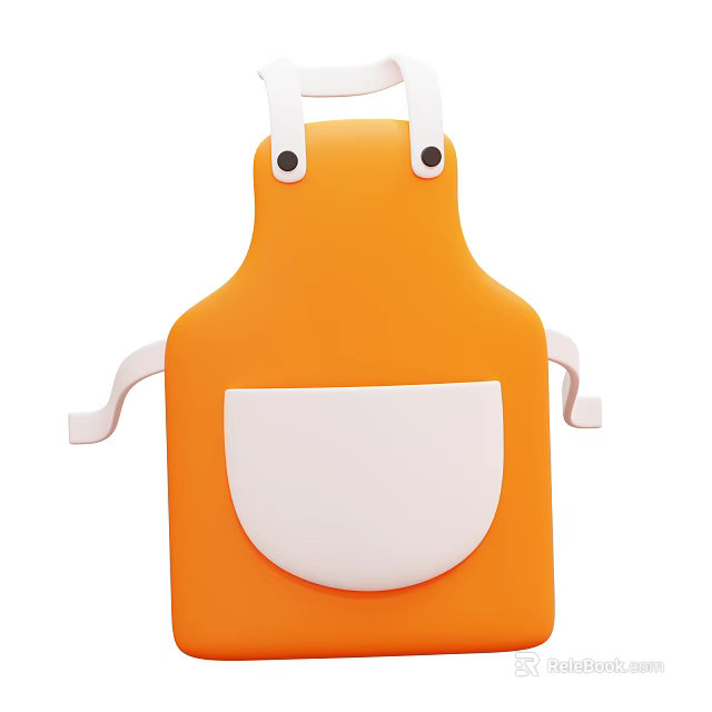 Cute Orange Apron Decorative Ornament Set With White Straps And Pocket Design 3d model 