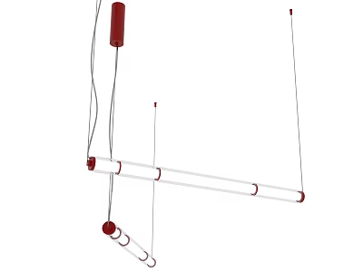 Modern Red And White Long Hanging Chandelier With Minimalist Design 3d model