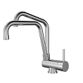 Modern Stainless Steel Kitchen Faucet With Single Handle Curved Spout Design