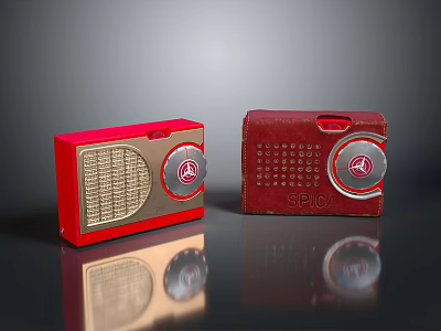 Vintage Electronic Radios with Red Brown Grille Round Knobs and Epic Design 3d model