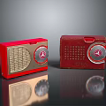 Vintage Electronic Radios with Red Brown Grille Round Knobs and Epic Design