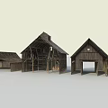Multiple Traditional Wooden Residential Buildings Exterior With Sloped Roofs And Rustic Design