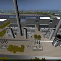Modern Large Industrial Factory Complex With Tall Chimneys And Heavy Equipment Structures