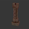 Traditional Wooden Carved Column With Intricate Patterns And Decorative Base