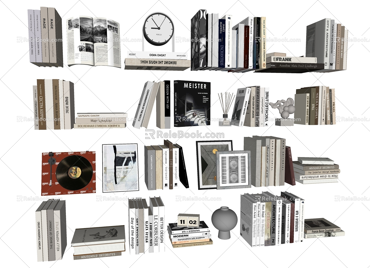 Book Book Combination Wall Hanging Bookshelf Book Ornaments 3d model