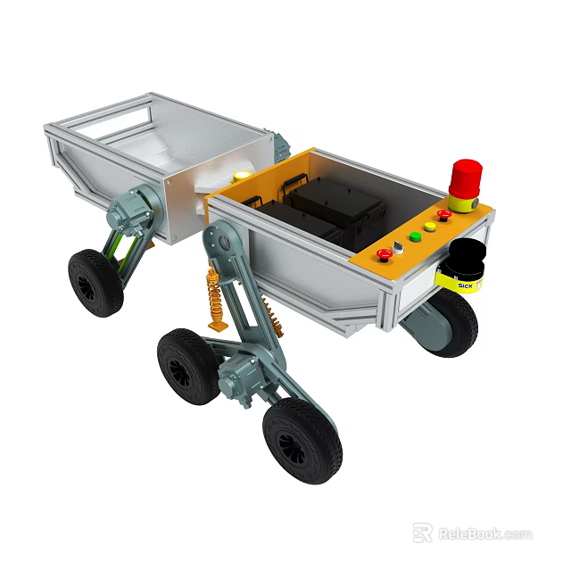 Four Wheel Mechanical Device With Control Panel And Safety Light 3d model