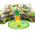 Colorful Indoor Playground Equipment With Multi Level Slides Climbing Nets And Ball Pit