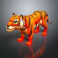 Tiger Toy With Orange Black Stripes And Green Eyes In Standing Pose