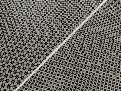 Black And White Geometric Building Components With Grid Patterns And Dividing Line 3d model
