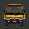 Yellow Tow Truck With Warning Lights On Roof And Flatbed Structure