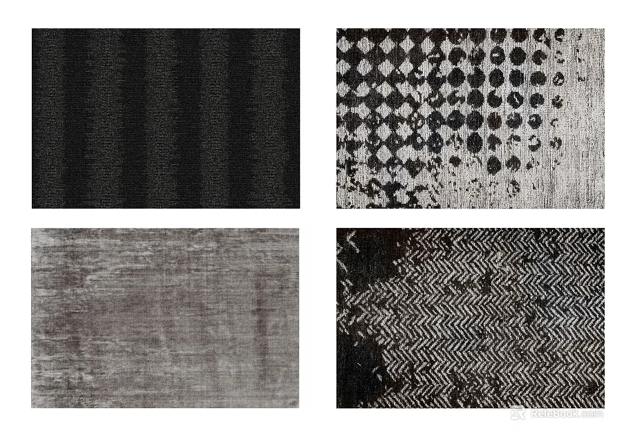 Modern Square Rugs For Interior Decor With Striped Polka Dot Diamond And Herringbone Patterns 3d model