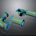 Blue And Orange Striped Construction Pipe Fittings With Various Shapes Curved Straight Square Jointed
